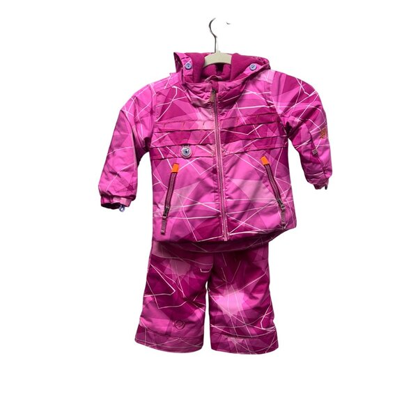 Obermeyer Pink Girls Winter Snowsuit Set With Jacket & Bib Pants 2T - Picture 1 of 12
